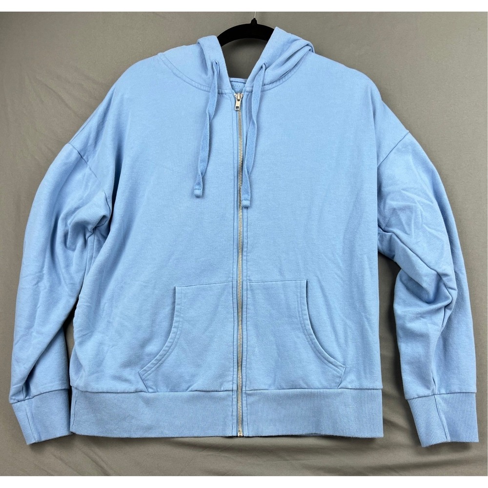 Time and Tru Zip Up Hoodie Womens XL Blue Fleece Sweatshirt Excellent